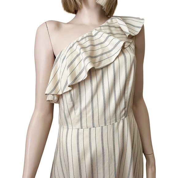 Ann Taylor One Shoulder Dress 100% Rayon Fluttery Ruffled Neckline - Picture 5 of 12